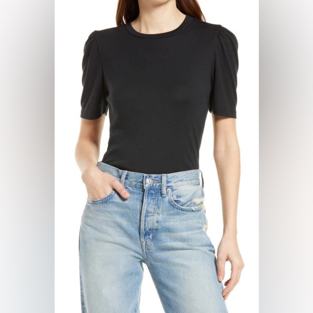 ❤️ Treasure & Bond Black Short Sleeve Puff Sleeve Top | Sz S